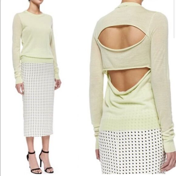 ALC Womens Sweater Lex Back Slash Merino Soft Lime Flawed - Picture 1 of 10